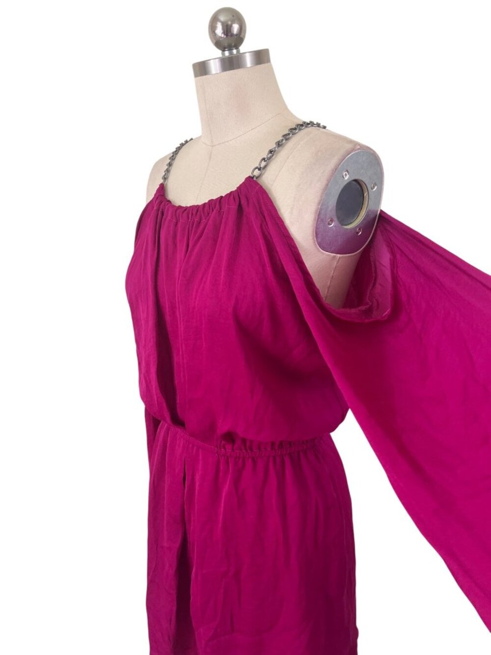 Devlin McBling Y2K Off Shoulder Dress Small Fuchsia Chain